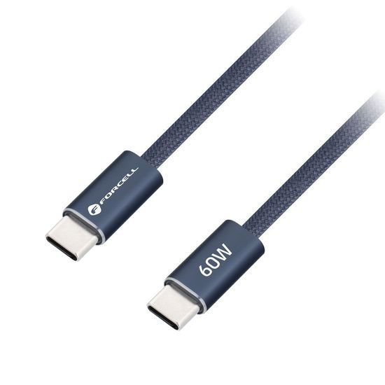 Cablu Forcell F-Energy USB-C - USB-C, QC4.0, PD, 3A, 60W, 1,2 m, albastru