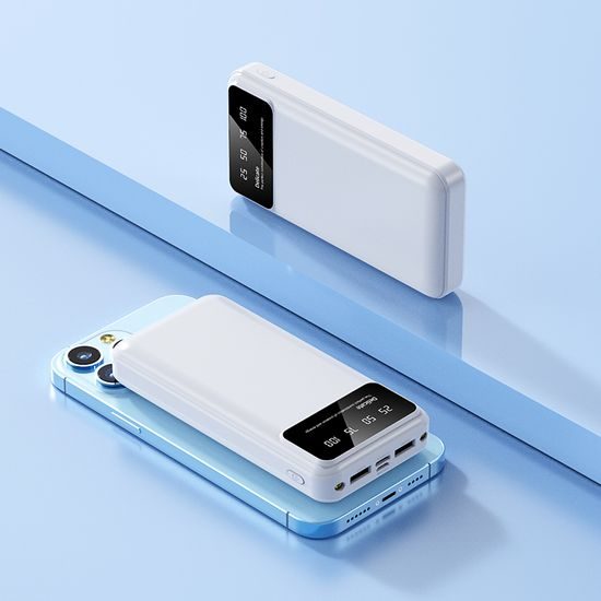 Power Bank 20000mAh, 2x USB, con luce LED, bianco