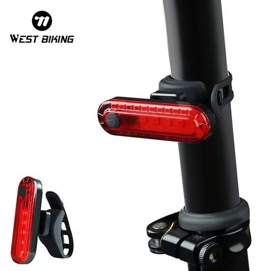 West Biking Fahrrad Rücklicht Wiederaufladbar - 4 Modi - 120 Lumen - LED Fahrradbeleuchtung - Rot
