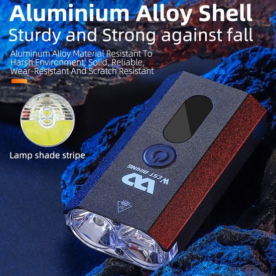 West Biking LED Fahrradlicht für Lenker - Wiederaufladbar Wasserdicht 400 Lumen USB - Schwarz