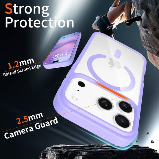 JP MagFit Clear MagSafe θήκη με μαγνήτη N52, iPhone 17 Pro, μωβ