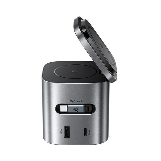 Acefast Oplaadstation 6-in-1 (Z9) - GaN - USB, USB-C - 80W - Zwart