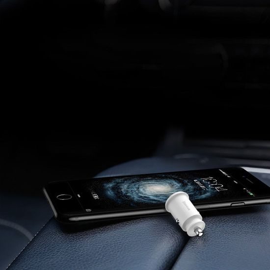 Baseus Grain Car Charger Mini, univerzalen pametni avto polnilnik, črn (CCALL-ML01)