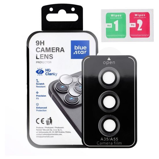 BlueStar Easy Install sticlă pentru cameră foto, Samsung Galaxy A55, negru