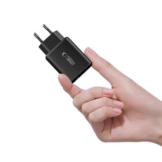Tech-Protect NCA65W-GAN φορτιστής 3 θυρών PD 65W / QC3.0, μαύρος