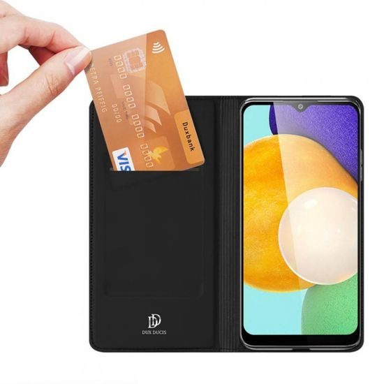 Dux Ducis Skin Leather case, husă tip carte, Realme C35, neagră