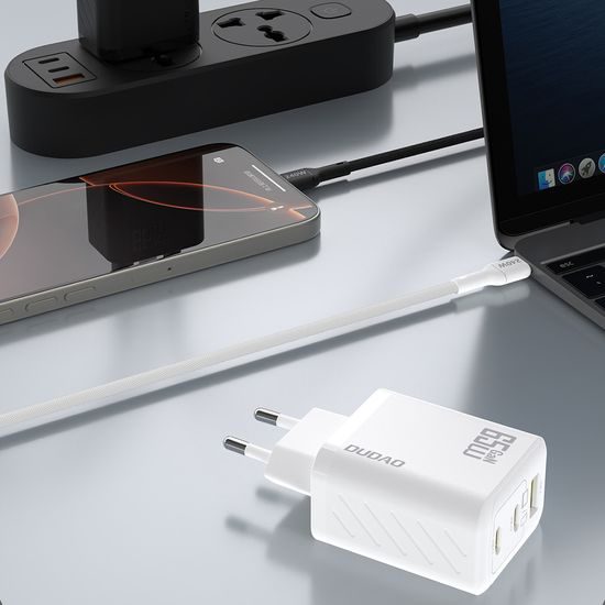 Dudao A29C φορτιστής + καλώδιο USB-C, 65W, GaN, λευκό