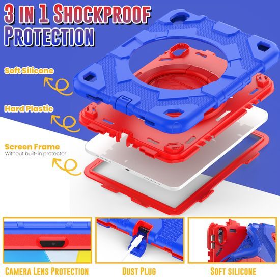 JP Kids360 etui za tablico, iPad 10.9 2022 (iPad 10) / iPad 11 2025 (iPad 11), modro-rdeč