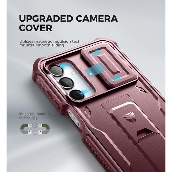 Dexnor 360 Kickstand Camprotector obal Samsung Galaxy A16, vínový