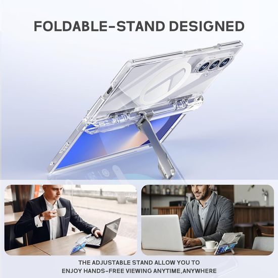 BiQiHR Schutzhülle + HD Schutzfolie für Samsung Galaxy Z Fold7 - 360° Schutz mit Panzerglas und Ständer - Transparent