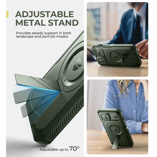 Dexnor MagSafe 360 Βάση Στήριξης Προστατευτική Θήκη iPhone 15, πράσινη