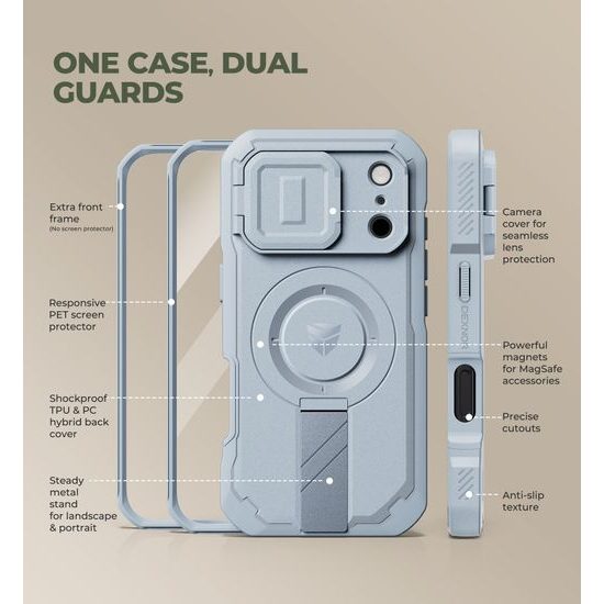 Dexnor MagSafe 360 Kickstand Case für iPhone 17 Pro / 18 Pro mit Kameraschutz - Hellblau