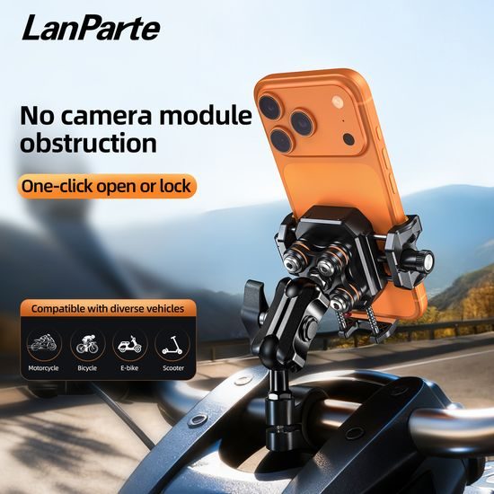 LanParte LPT01 Professionel Motorcykel Telefonholder med Vibrationsdæmpning