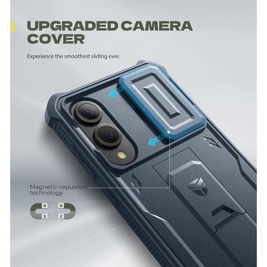 Custodia Dexnor 360 Kickstand Camprotector per Samsung Galaxy S25 Edge, blu