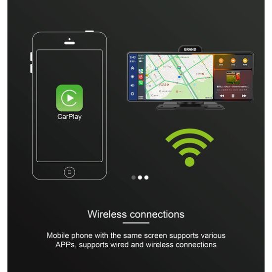 10,26" CarPlay zaslon za auto s bežičnim Apple CarPlay i Android Auto s 4K kamerom i stražnjom Full HD kamerom