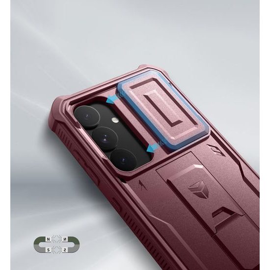 Dexnor 360 Kickstand Camprotector Θήκη Samsung Galaxy S25 Plus, Βυσσινί