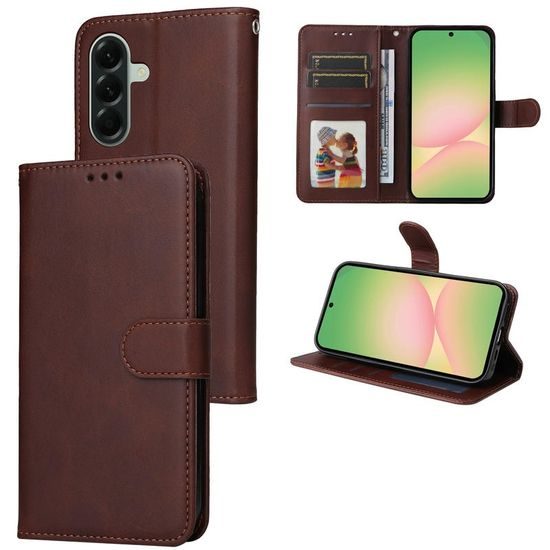 Magnet Schutzhülle für Samsung Galaxy A57 - Leder Handyhülle mit Magnetverschluss und Standfunktion - Braun