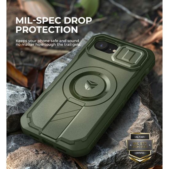 Dexnor MagSafe 360 Stojan Ochranný kryt iPhone 16e / 17e, zelený