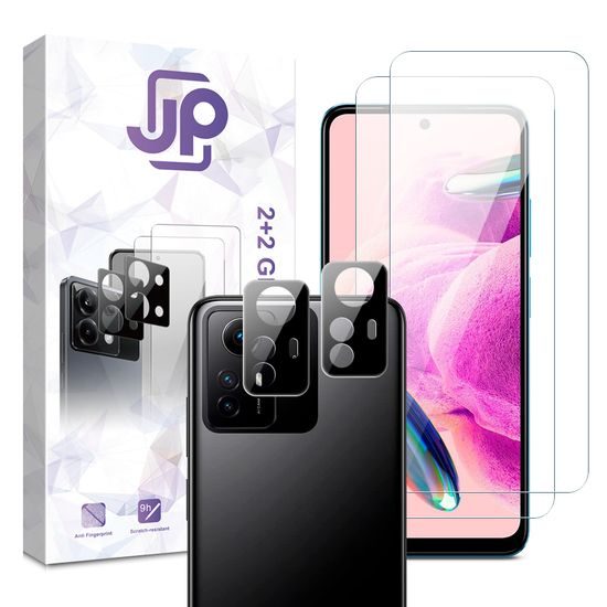 JP Combo pack, Sada 2 tvrzených skel a 2 sklíček na fotoaparát, Xiaomi Redmi Note 12S