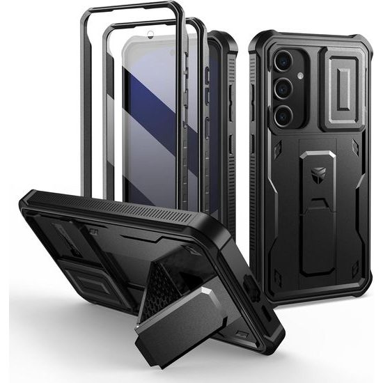 Dexnor 360 Kickstand Camprotector θήκη Samsung Galaxy S24 FE, μαύρη