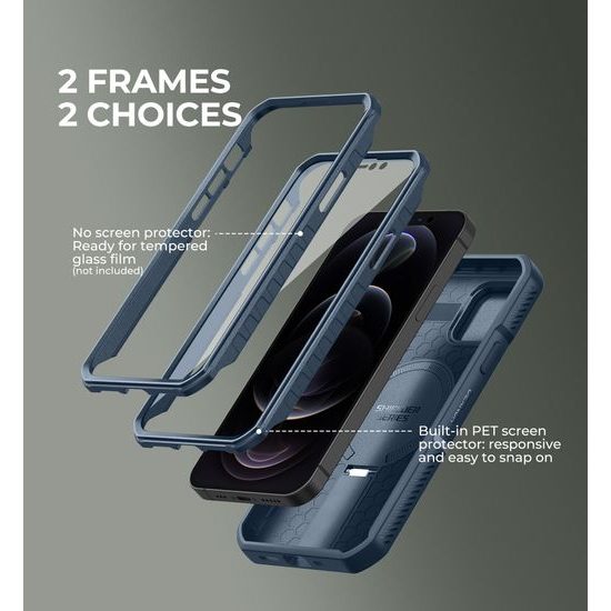 Custodia Dexnor MagSafe 360 Kickstand Camprotector iPhone 12 / 12 Pro, blu