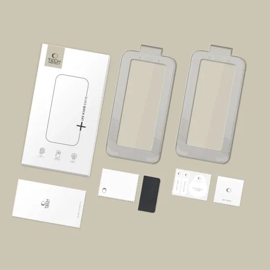 Tech-Protect Σκληρυμένο γυαλί Quick Set+, iPhone Air, μαύρο, 2 τεμάχια