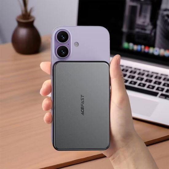 Acefast MagSafe Draadloze Powerbank (M31) 10.000 mAh - 2x USB-C - met USB-C Kabel - 22,5 W - Zwart