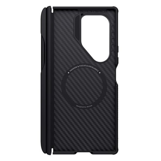 Samsung Galaxy Z Fold 7 vāciņš – Nillkin Synthetic Fiber Pro Magnetic ar S Pen – melns