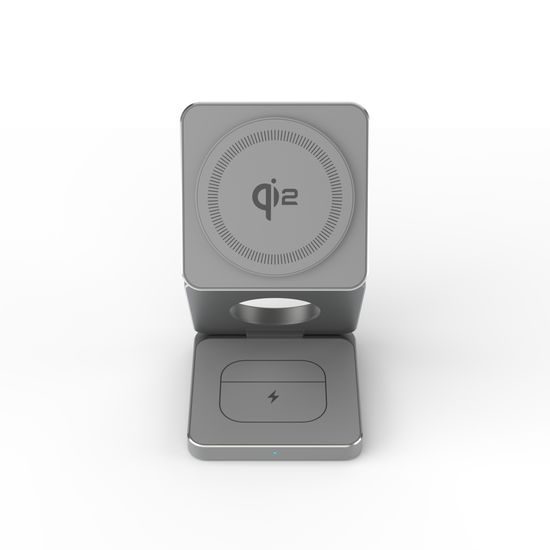 JP Ασύρματος Αναδιπλούμενος Φορτιστής Qi2 3σε1 Αλουμινίου 15W, γκρι