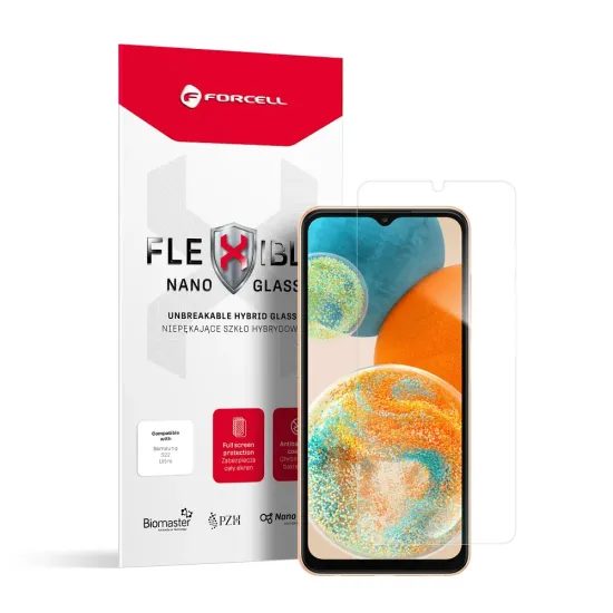 Folie de sticlă securizată hibrid Forcell Flexible Nano Glass, Samsung Galaxy A23 5G, transparentă