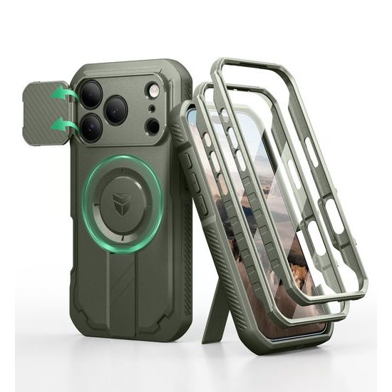 Dexnor MagSafe 360 Kickstand Camprotector maska iPhone 17 Pro, zelena