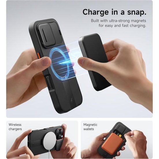 Θήκη Suritch MagSafe με Βάση Στήριξης για iPhone 16 Pro, Μαύρη