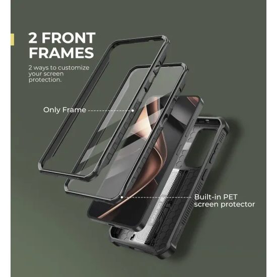 Dexnor 360 Kickstand Camprotector Schutzhülle für Samsung Galaxy S25 Ultra - Hybrid Stoßfest mit Kameraschut und Ständer - Schwarz