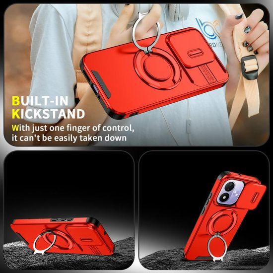 Xiaomi Redmi Note 17 4G / 5G ümbris – Camslide Stand kaamerakaitsega alusega – punane