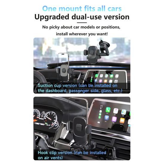 Dudao F2N+ suport auto cu ventuză 360°, negru