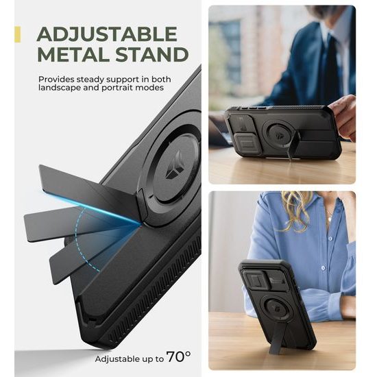 Dexnor Privacy MagSafe Kickstand Camprotector obal iPhone 15 Pro Max, černý