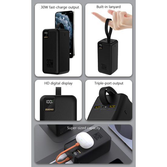 Dudao K8-5 powerbanka 50000mAh 30W – melna