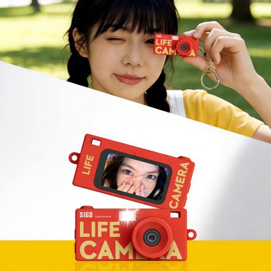 S168 Štýlová Mini retro fotoaparát na kľúče, žltá
