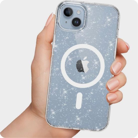 Tech-Protect Flexair Hybrid s MagSafe, iPhone 15, glitter clear
