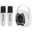 Blavec WS-08 Tragbares Karaoke Set mit 2 Mikrofonen - Bluetooth Lautsprecher 8W - LED Beleuchtung - USB-C - Weiß