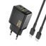 Dudao A26TCEU nabíjačka USB-A + USB-C s USB-C káblom, PD QC 25W GaN, čierna