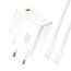 Încărcător Dudao A28C USB-C + cablu USB-C - USB-C, 45W GaN, alb
