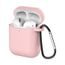 Mehka silikonska torbica za slušalke Apple AirPods 1 / 2 s sponko, roza (ohišje D)