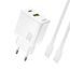 Dudao A27TCEU nabíjačka USB-A + USB-C s USB-C káblom, PD 30W GaN, biela