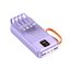 Powerbanka 20000mAh so 4 vstavanými káblami, 2x USB-A, 1x USB-C, PD 22,5 W, QC 3.0, LED displej, fialová