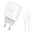 Dudao A8SEUL nabíjačka USB-C + kábel USB-C - Lightning, 20W, biela