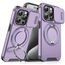 iPhone 15 Pro dėklas – Camslide Stand su kameros apsauga ir stovu – violetinė