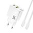 Dudao A27MaxCEU įkroviklis USB-A + USB-C su USB-C laidu, PD QC 35W – balta