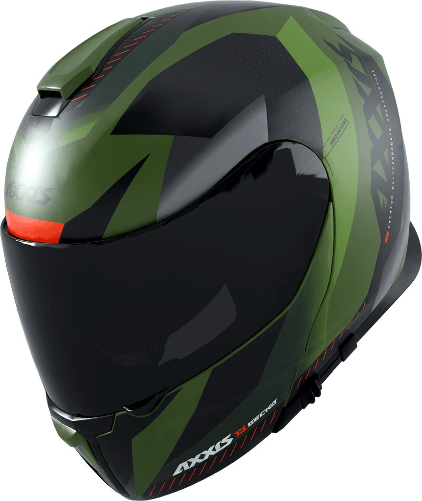 Moto Art - FLIP UP helmet AXXIS GECKO SV ABS shield f6 matt green XS -  AXXIS - GECKO SV SHIELD - kacige AXXIS - GECKO SV, Preklopne - Flip up  kacige