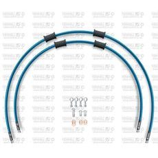 CROSSOVER FRONT BRAKE HOSE KIT VENHILL POWERHOSEPLUS KAW-10023FS-TB (2 HOSES IN KIT) TRANSLUCENT BLUE HOSES, STAINLESS STEEL FITTINGS